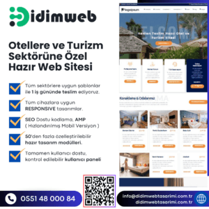 Otellere ve Turizm Sektörüne Özel Hazır Web Sitesi